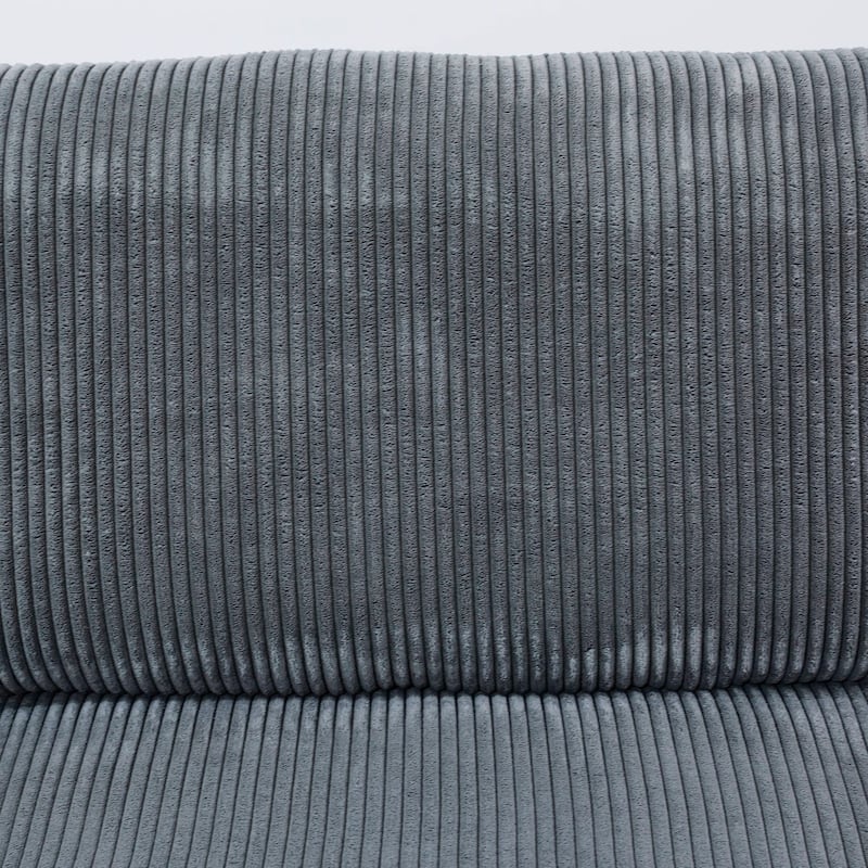 Dark Grey Corduroy Living Room Double Armrests 3-Piece Sofa