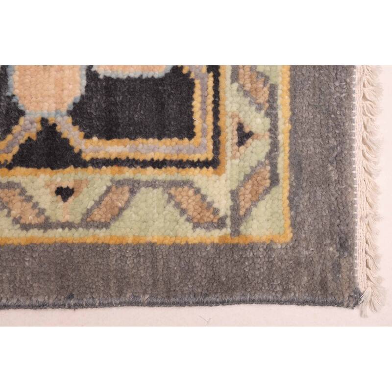 ECARPETGALLERY Hand-knotted Modern Oushak Dark Grey Wool Rug - 9'0 x 12'0