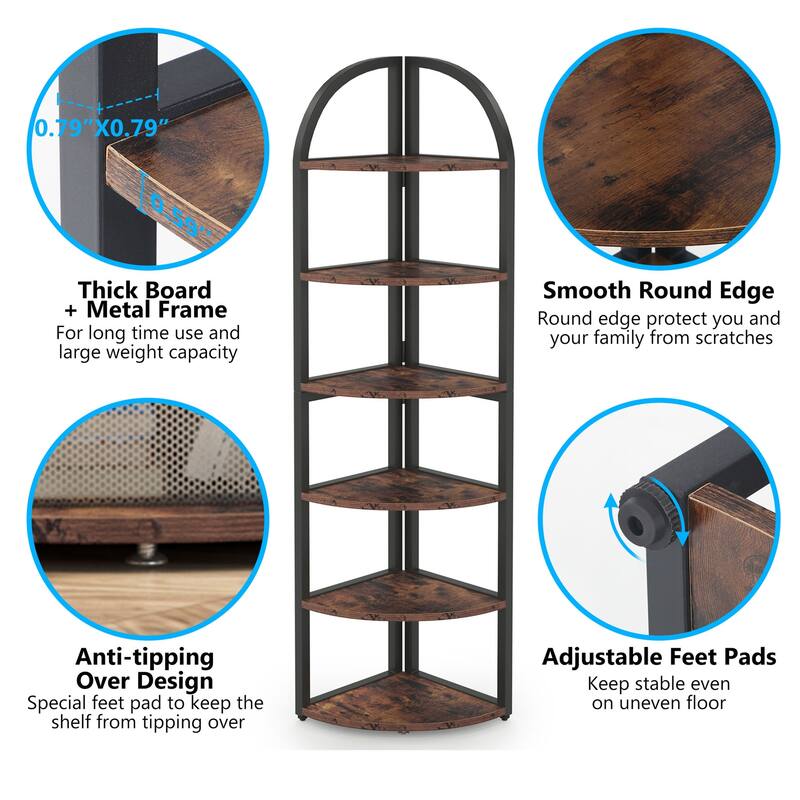 6 Tier/ 7 Tier Corner Shelf, Corner Bookshelf Plant Stand Display Rack