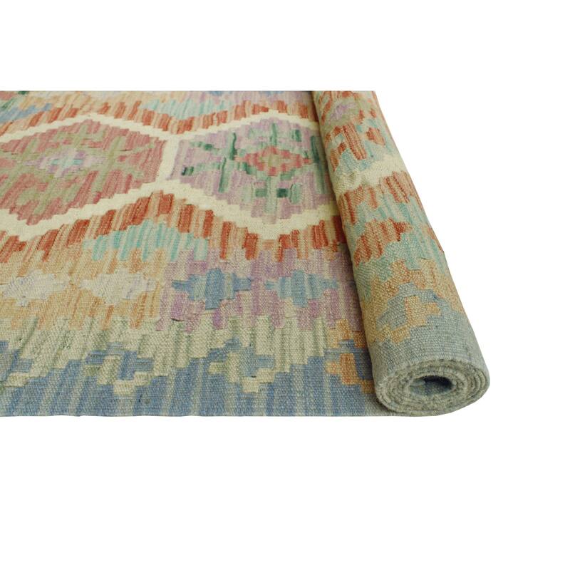 Sun Faded Flatweave Makbule Rust/Grey Runner - 2'8" x 9'11"