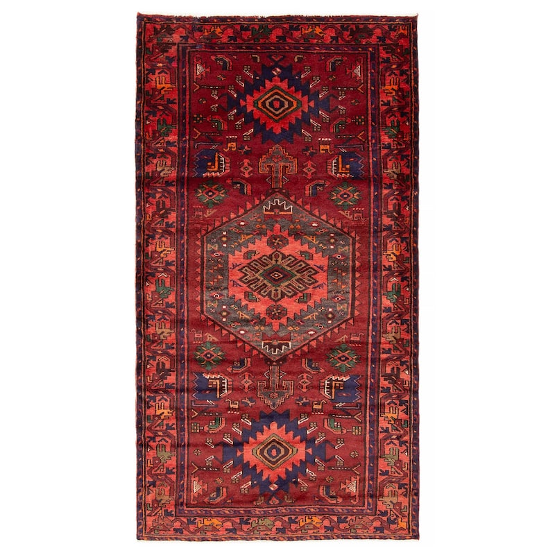 ECARPETGALLERY Hand-knotted Andelz Red Wool Rug - 4'4 x 8'4 - Dark Red - 4'4 x 8'4