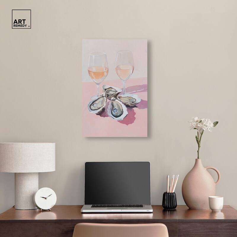 Oysters and Rose Wine Canvas by Art Remedy, Gallery Wrapped