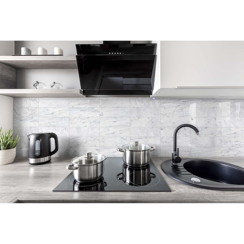 Carrara Marble 3" x 9" Polished Tile