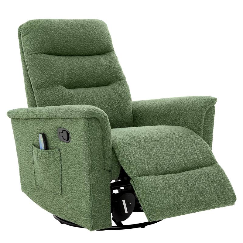 Roomfitters Manual Massage Swivel Rocker Recliner Chair with Heat and Side Pocket, PU Leather