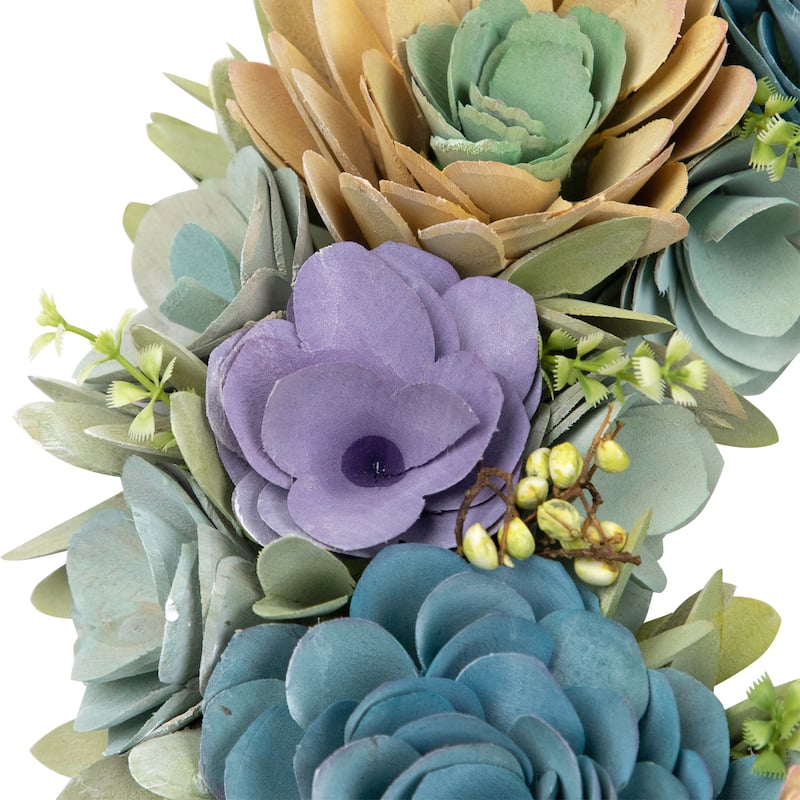 Artificial Floral Wooden Spring Wreath with Seed Pods - 14"