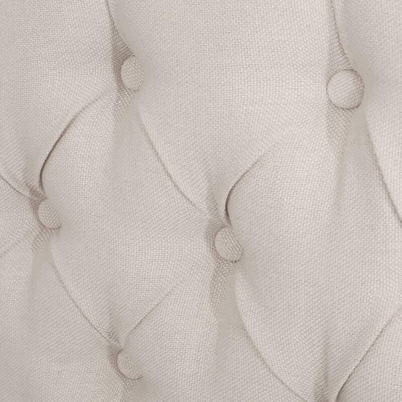 Ivory Queen Upholstered Platform Bed with Button-Tufted Headboard