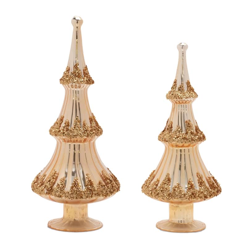 Beaded Tree Christmas Tabletop Decorations - 14.25" - Set of 2