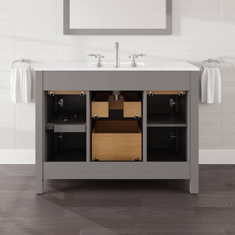 Eviva Artemis Bathroom Vanity with White Engineered Stone Countertop and Undermount Porcelain Sink