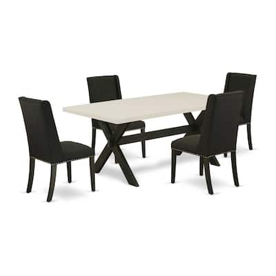 Modern 5-Piece Dining Room Set - Rectangular Table & 4 Upholstered Chairs - 72