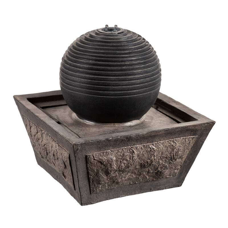 35 in. Ridged Globe Fountain with Planter Shelf