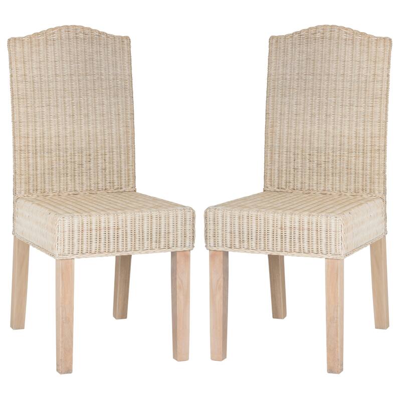 SAFAVIEH Margreet Grey Wicker Dining Chair (Set of 2) - 17.3" x 22" x 38.5" - 17"Wx22"Dx39"H
