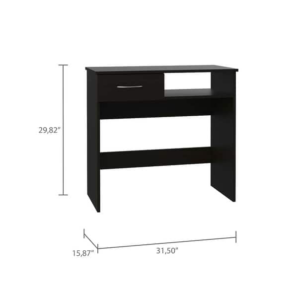 Modern 42 Inch Black Computer Desk and Bookshelf Set with Drawer - 31. ...