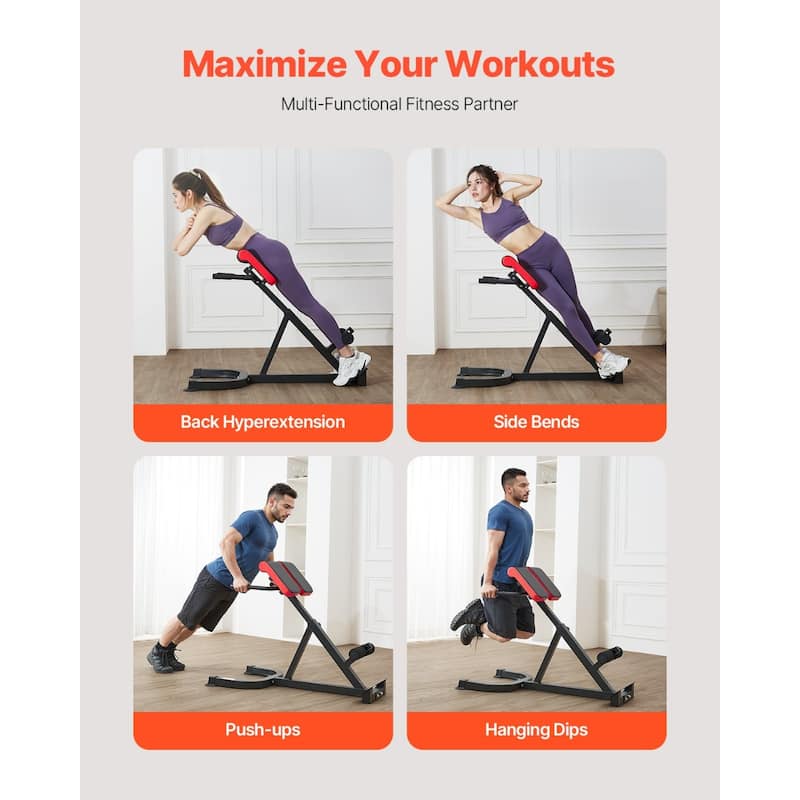 Roman Chair Back Extension Hyperextension Bench Multi-Function Adjustable Gym - 44" x 24.4" x 35.4"