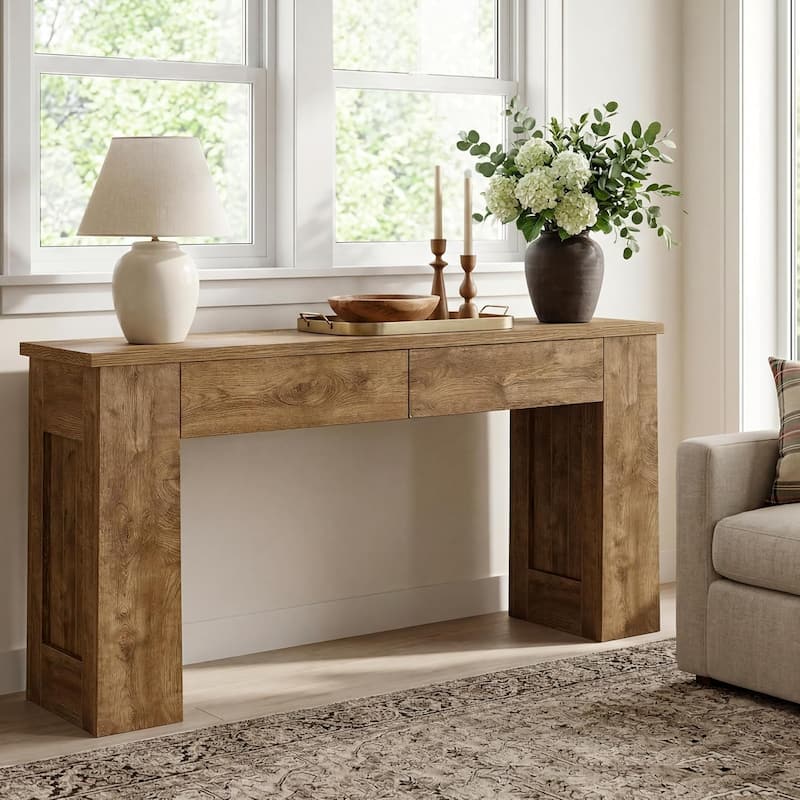 63-Inch Console Table with 2 Drawers, Modern Long Entryway Sofa Table for Hallway - 63" L x 11.8" W x 31.5" H