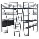 preview thumbnail 5 of 16, Full Size Loft Bed with 4 Layers of Shelves and L-shaped Desk USB Ports and Wireless Charging, Black