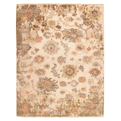 ECARPETGALLERY Hand-knotted Modern Oushak Beige Wool Rug - 9'4 x 11'11