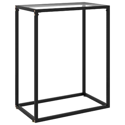 vidaXL Console Table Transparent 23.6"x13.8"x29.5" Tempered Glass - 23.6" x 13.8" x 29.5"