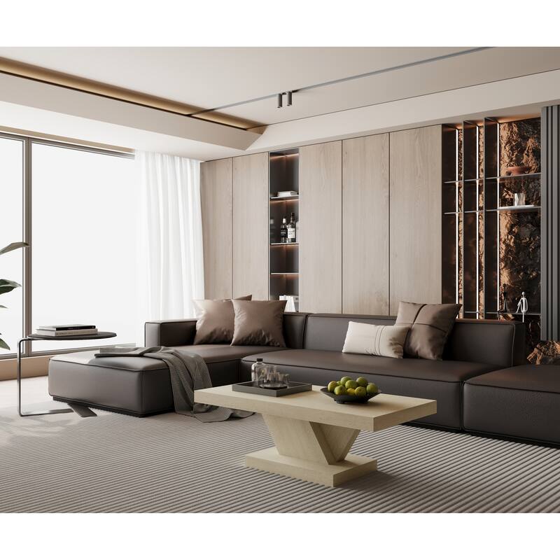 47" Modern Cross Leg Coffee Table, Sturdy X-Shape Design, Solid Wood Veneer, Large Living Room Center Table