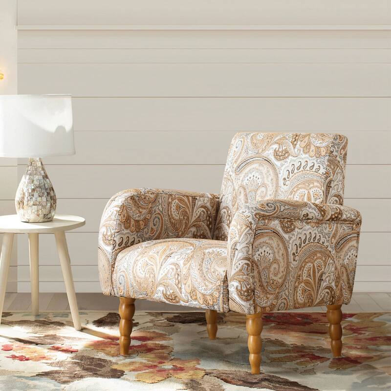 Fabric Armchair Accent Chair with Arms & Wood Legs