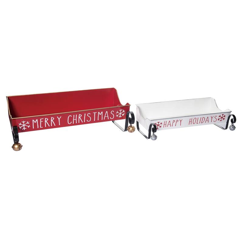 Transpac Metal 20 in. Multicolor Christmas Containers Set of 2