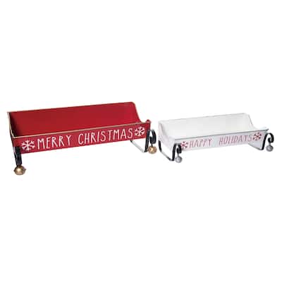 Transpac Metal 20 in. Multicolor Christmas Containers Set of 2
