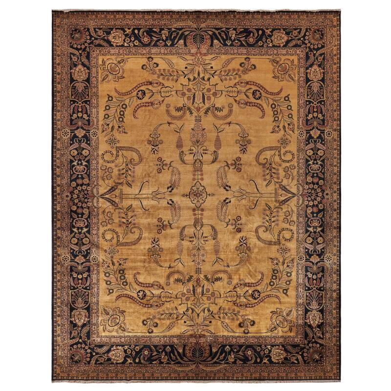 EXQUISITE RUGS ONE-OF-A-KIND Antique Weave Mohajeran Hand Knotted Gold Rug - 14'x18'1"