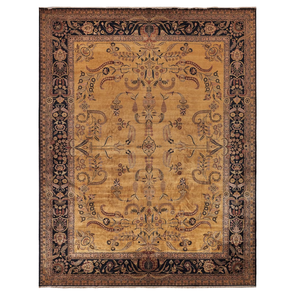 EXQUISITE RUGS ONE-OF-A-KIND Antique Weave Mohajeran Hand Knotted Gold Rug - 14'x18'1"