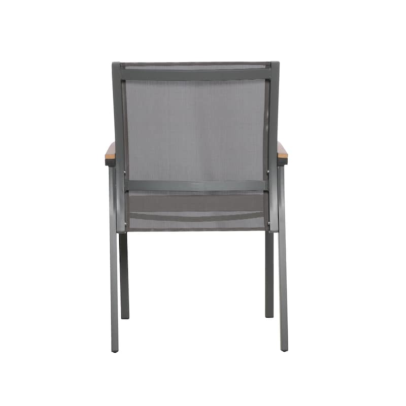 Luton Aluminum Outdoor Dining Chairs with Faux Wood Accents by Christopher Knight Home