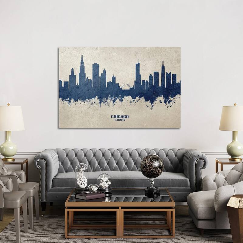 iCanvas "Chicago Illinois Skyline Concrete" by Michael Tompsett Canvas Print - 40x60x1.5
