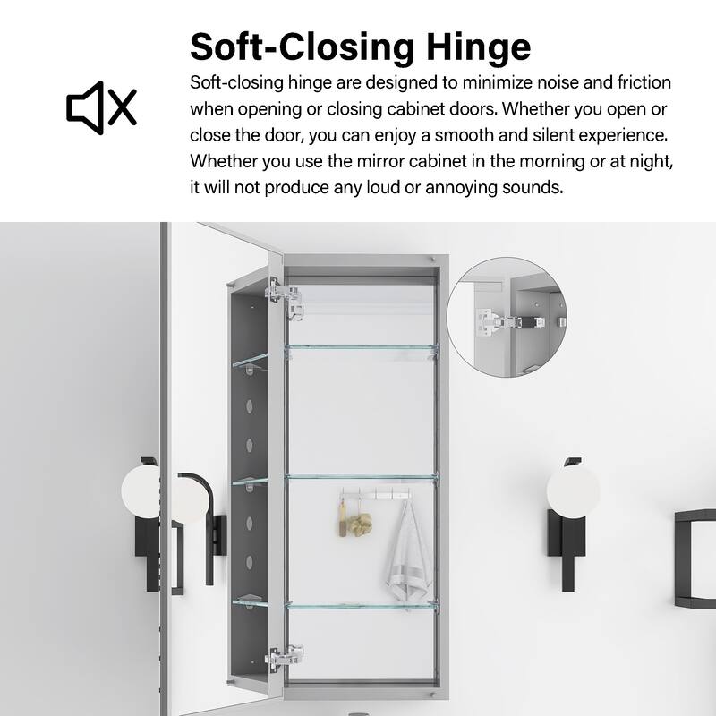 Rectangular Aluminum Medicine Cabinet with Mirror