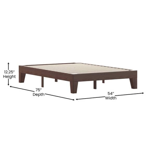 dimension image slide 7 of 8, Wood Platform Bed with 14 Wooden Support Slats