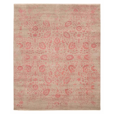 ECARPETGALLERY Hand-knotted Heritage Grey, Taupe Silk, Wool Rug - 8'0 x 9'8