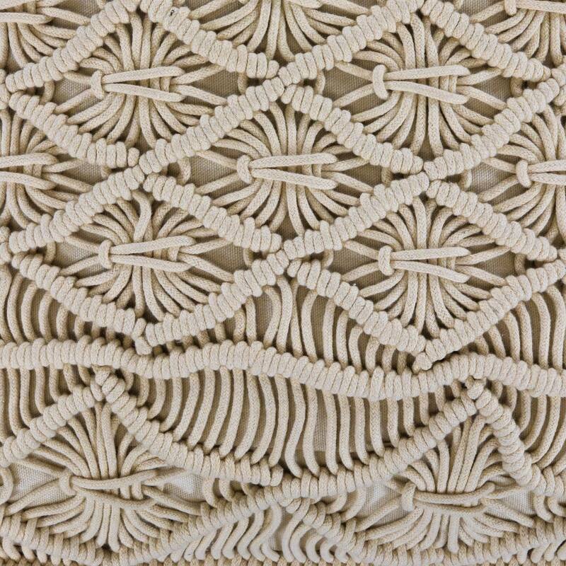 18" Natural Cotton Handmade Macrame Square Throw Pillow