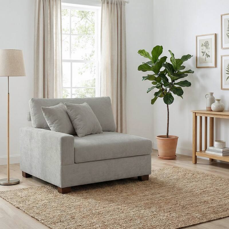 Chenille Upholstered Armless Accent Chair With Plush Cushion