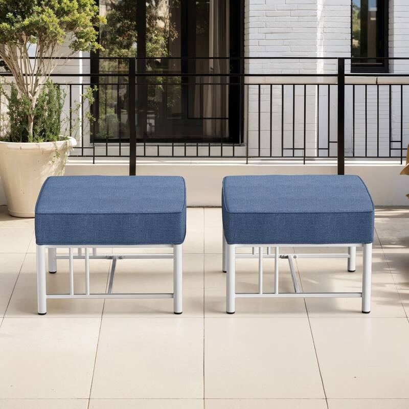 Gymojoy Outdoor Ottoman with Olefin Cushion, Weather-Resistant Patio Footrest for Deck & Porch