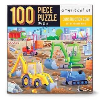 100 Piece Jigsaw Puzzle, 16x20 Inches, Construction Zone, Artwork by Hannah Wood