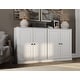 preview thumbnail 65 of 75, 100% Solid Wood Sideboard with Glass or Solid Wood Doors by Palace Imports - 64" x 35.75"