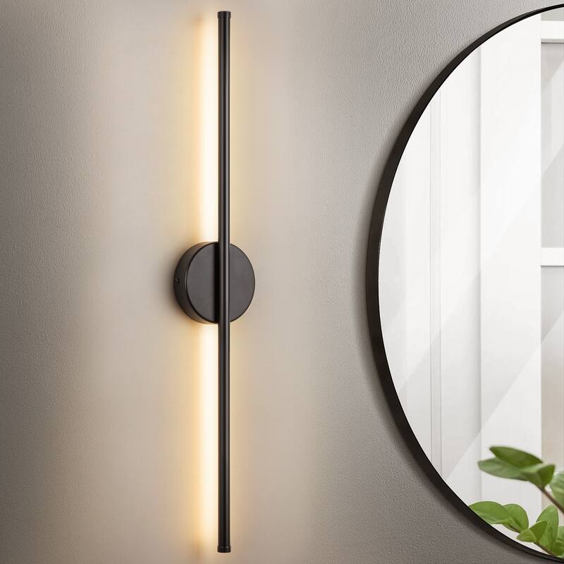 1-Light Modern Linear Aluminum Dimmable Integrated LED 3000K Warm Light Bathroom Vanity Lights for Mirror