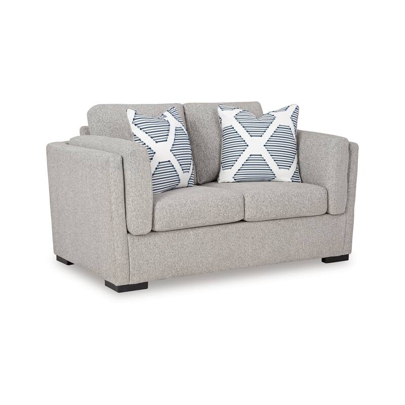 Marcy Loveseat with Arm Bolster Pillows, Pewter Gray Polyester 66 Inch