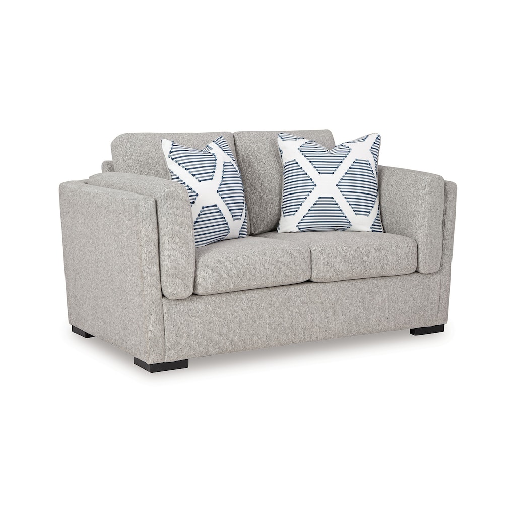 Marcy Loveseat with Arm Bolster Pillows, Pewter Gray Polyester 66 Inch