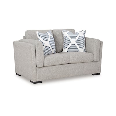 Marcy Loveseat with Arm Bolster Pillows, Pewter Gray Polyester 66 Inch