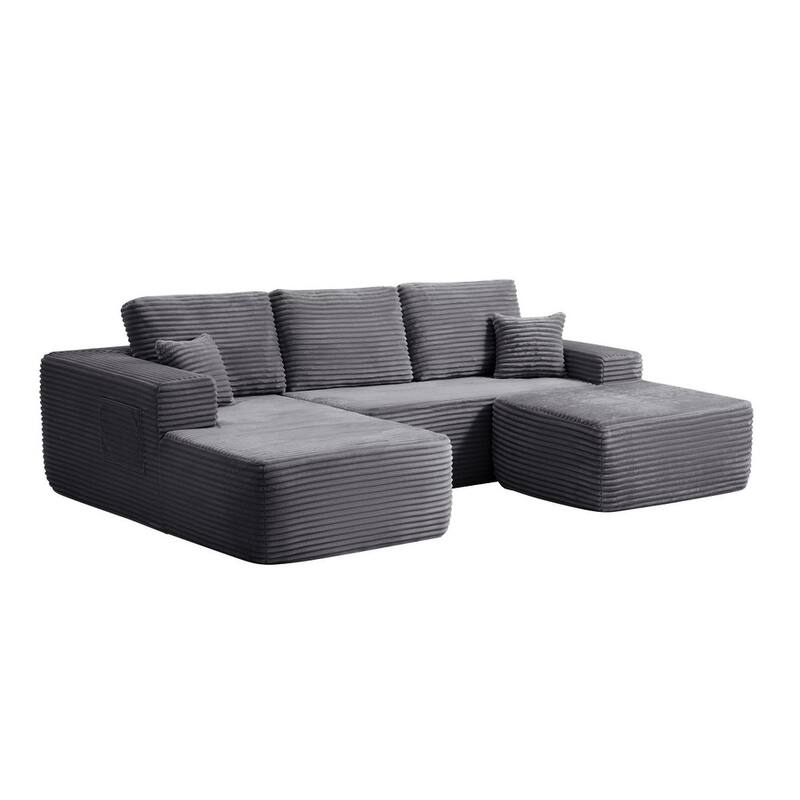 104'' L-Shaped Modern Modular Sectional Sofa with Moveable Ottoman