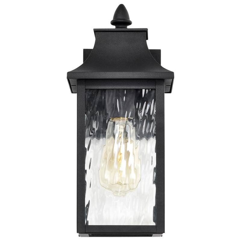 Austen Outdoor Small Wall Light Matte Black Finish Clear Water Glass