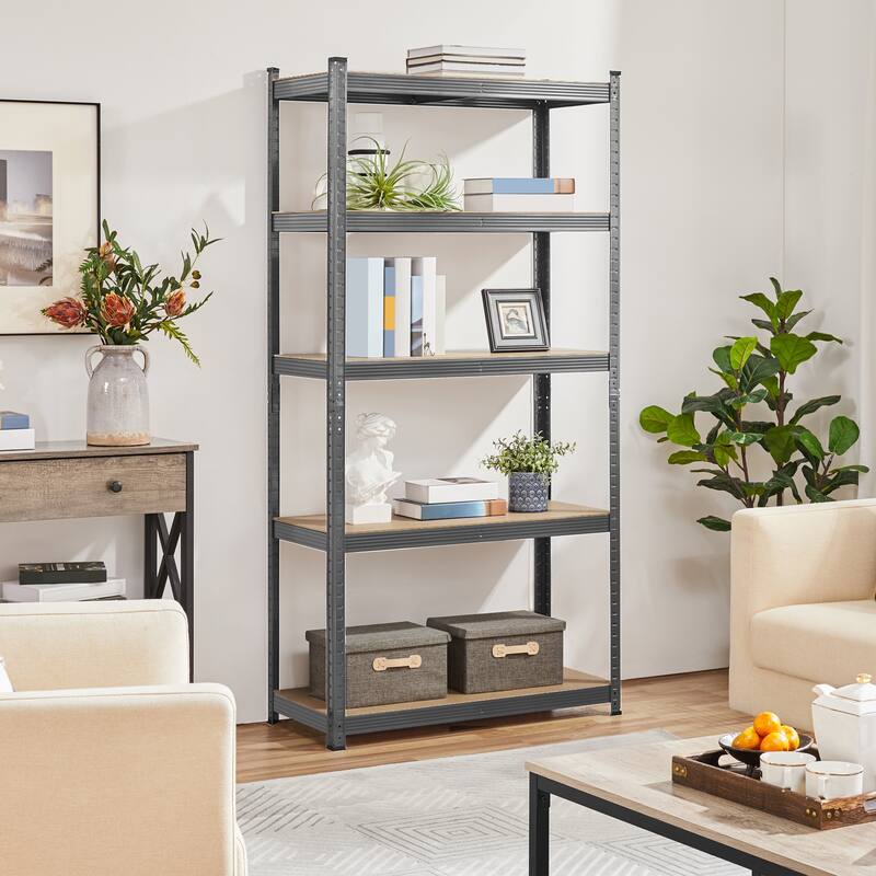 Yaheetech 71in 5-Tier Metal MDF Storage Rack, Adjustable Shelves, 386lb Capacity for Each Shelf