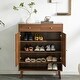 preview thumbnail 4 of 6, Multi-functional Modern Minimalist Walnut-Colored MDF Shoe Cabinet - Perfectly Blends into Nordic, and Industrial Style Homes
