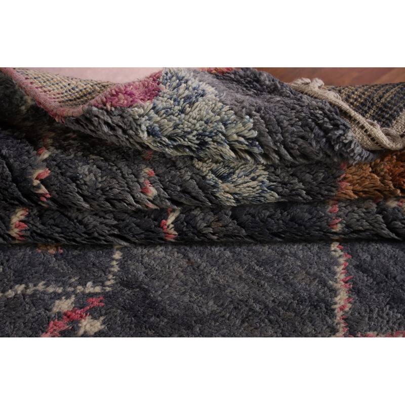 Plush Moroccan Area Rug Handmade Wool Carpet - 6'2" x 9'11"