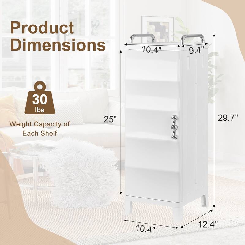 VECELO Freestanding Narrow Storage Bins with Adjustable Shelves PP Plastic Bathroom Storage Unit for Small Spaces Living Room