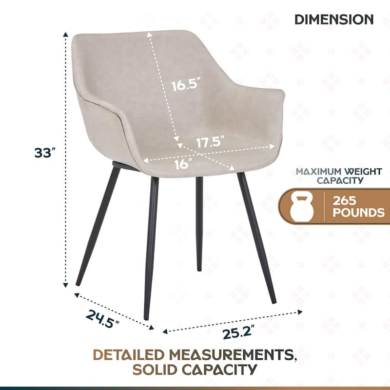 Markley Modern Leather Upholstered Dining Side Chairs with Powder Coated Iron Legs Accent Armchair for Home Kitchen Set of 4