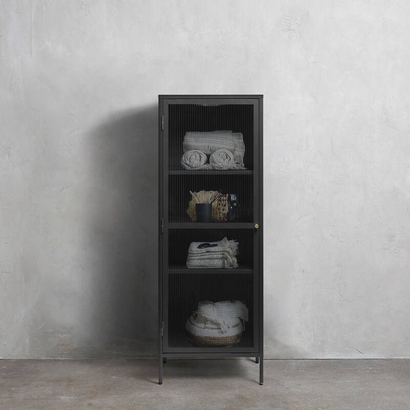 Rye Studio Brianne Modern Metal & Glass 63" Display Cabinet - Black