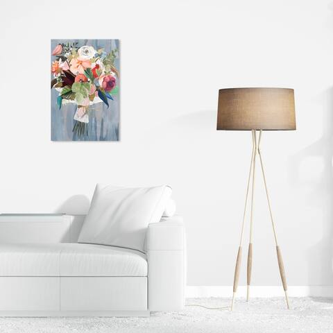 Wynwood Studio Canvas Floral and Botanical Vibrant Bouquet Gray and Farmhouse Wall Art Canvas Print